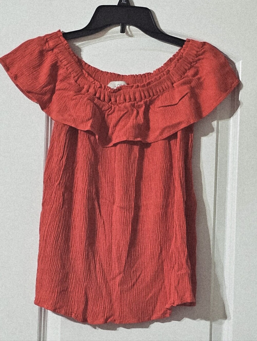 LOFT Tangerine Off-Shoulder Ruffle Top